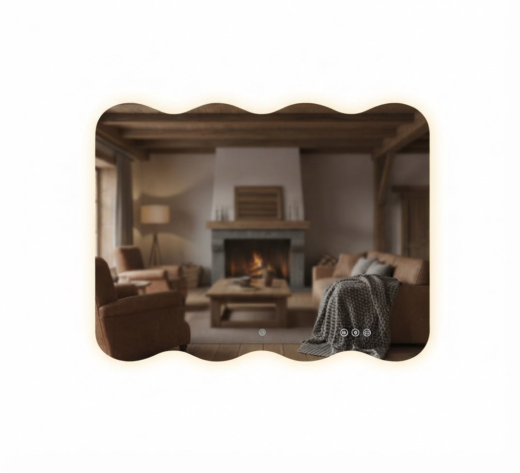 Rectangular mirror with wavy edges and illumination - Vitrine Furniture - Mirrors