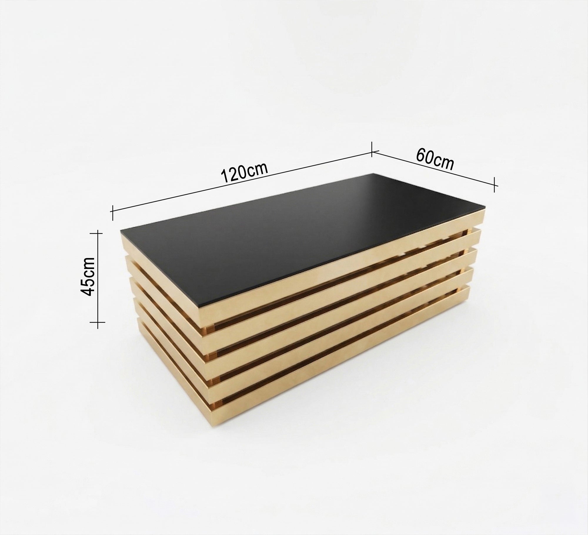 Rectangular table in black and shiny gold - Vitrine Furniture - Coffee Tables