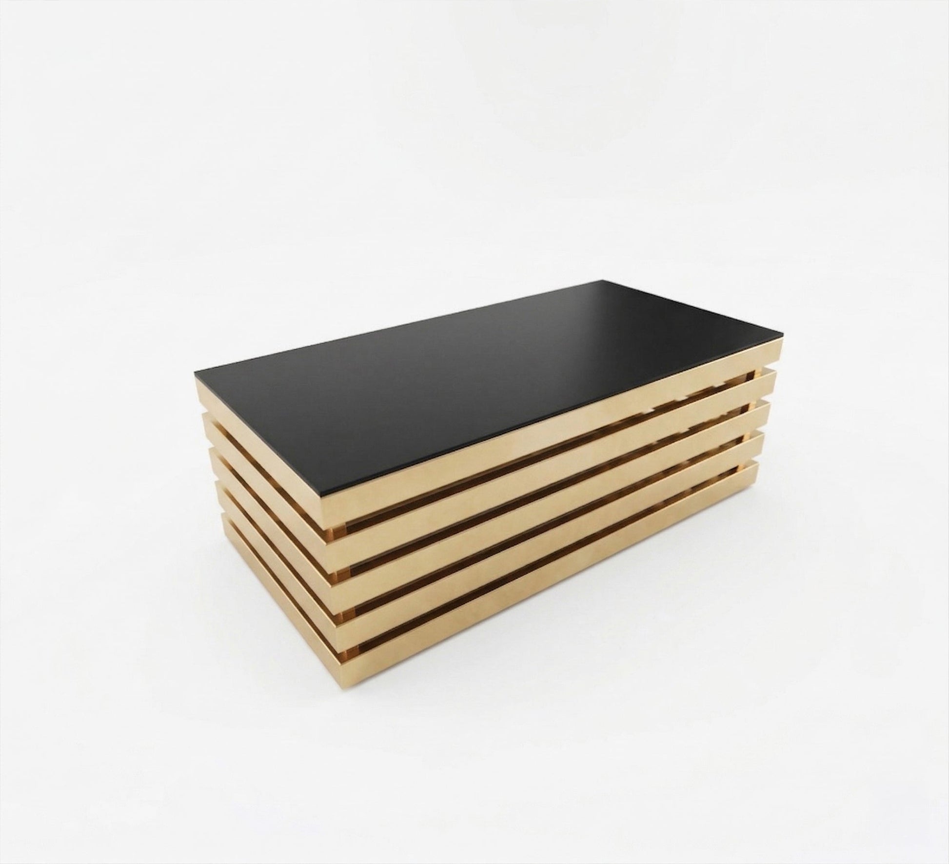 Rectangular table in black and shiny gold - Vitrine Furniture - Coffee Tables