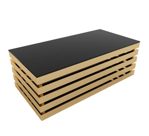 Rectangular table in black and shiny gold - Vitrine Furniture - Furniture