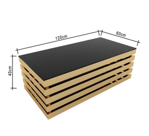 Rectangular table in black and shiny gold - Vitrine Furniture - Furniture