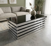 Rectangular table in black and shiny silver - Vitrine Furniture - Coffee Tables