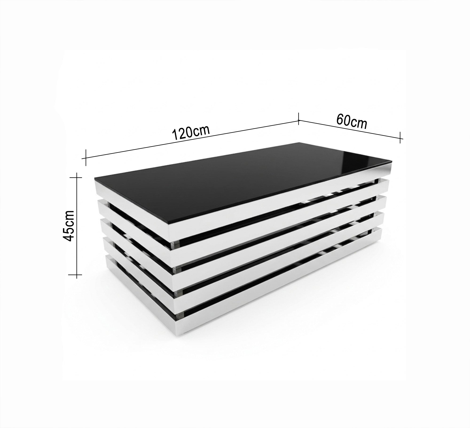 Rectangular table in black and shiny silver - Vitrine Furniture - Coffee Tables