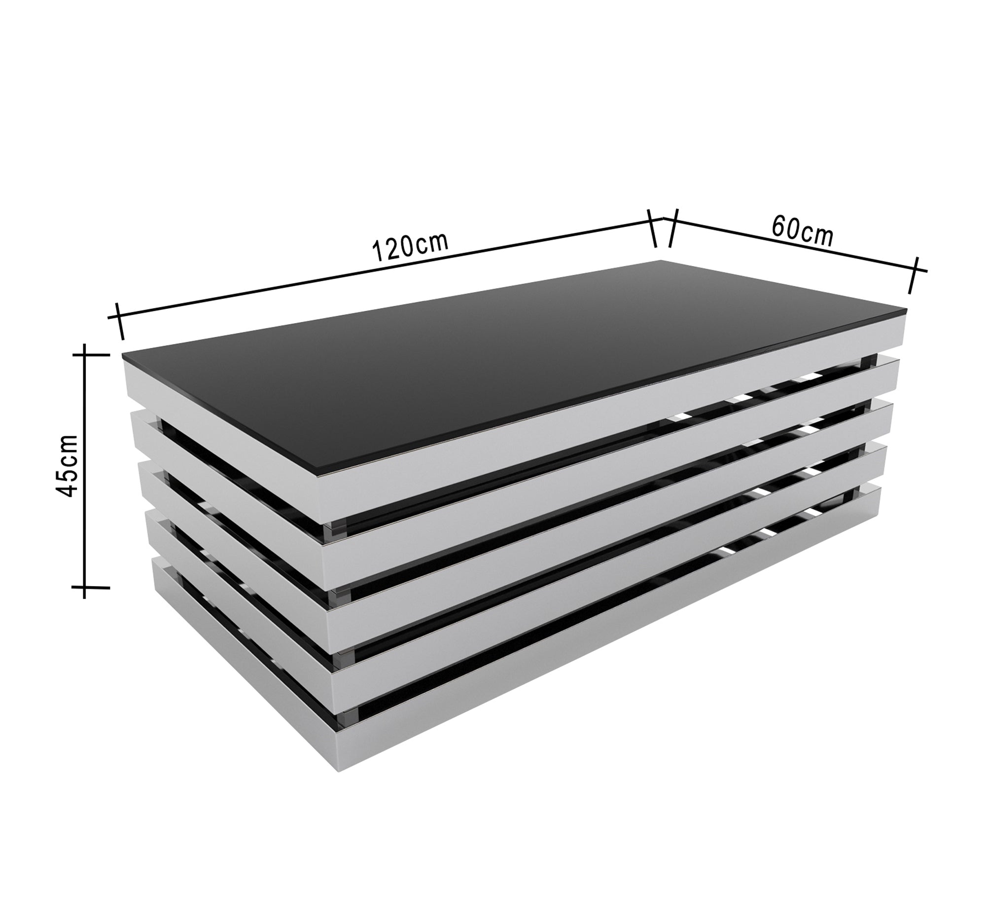 Rectangular table in black and shiny silver - Vitrine Furniture - Furniture