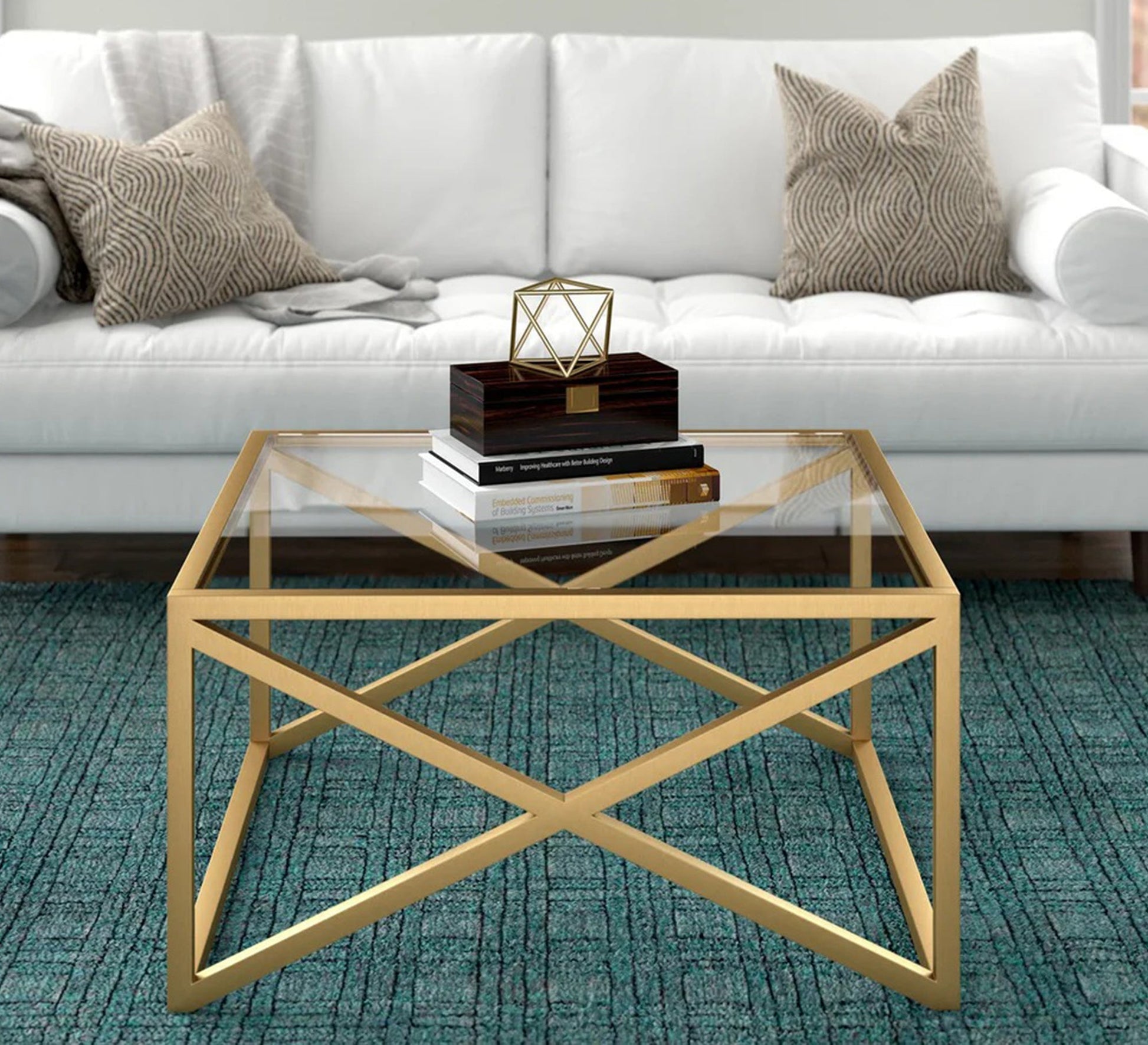 Rectangular table with a clear glass top - Vitrine Furniture - Furniture