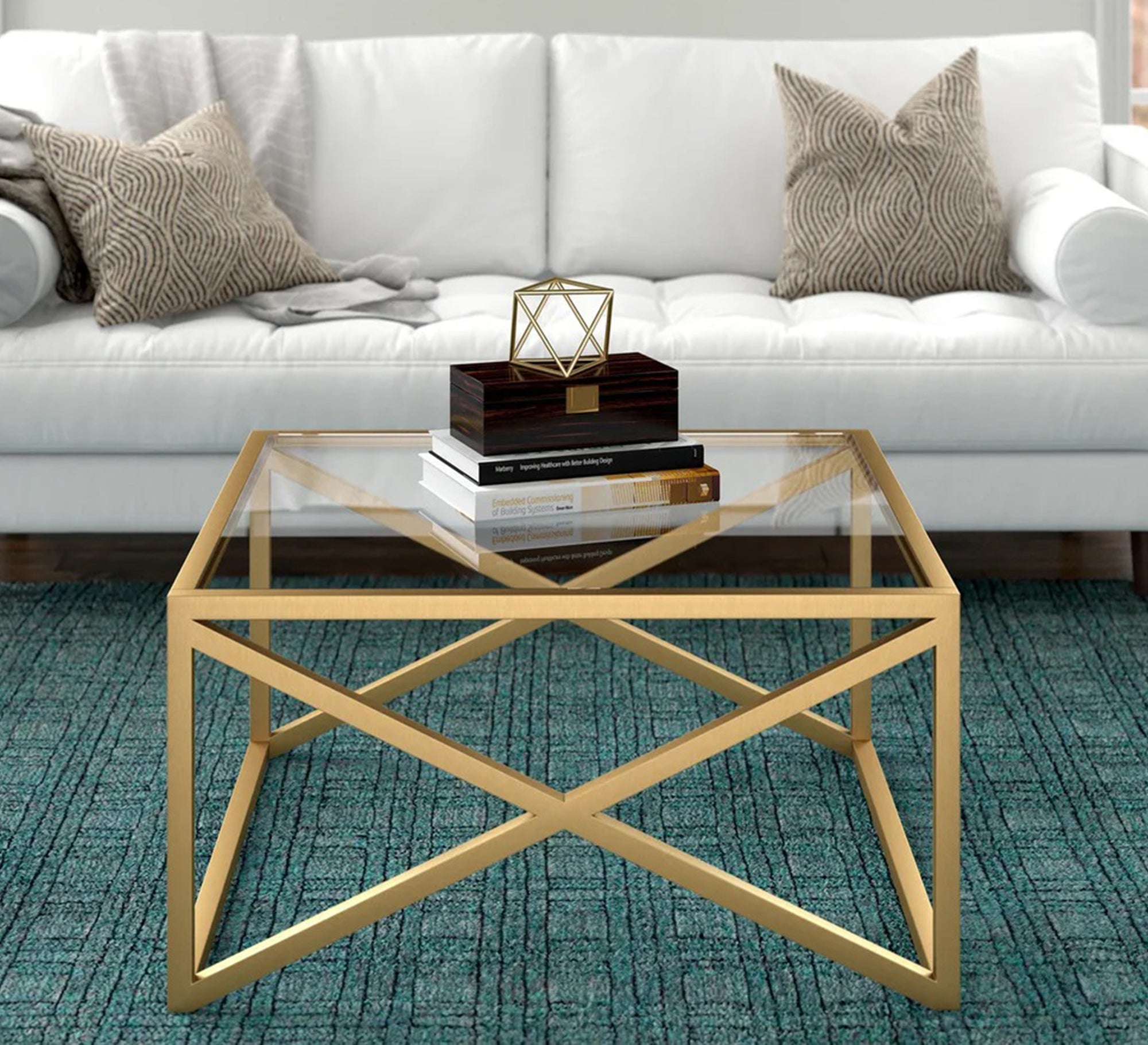 Rectangular table with a clear glass top - Vitrine Furniture - Furniture