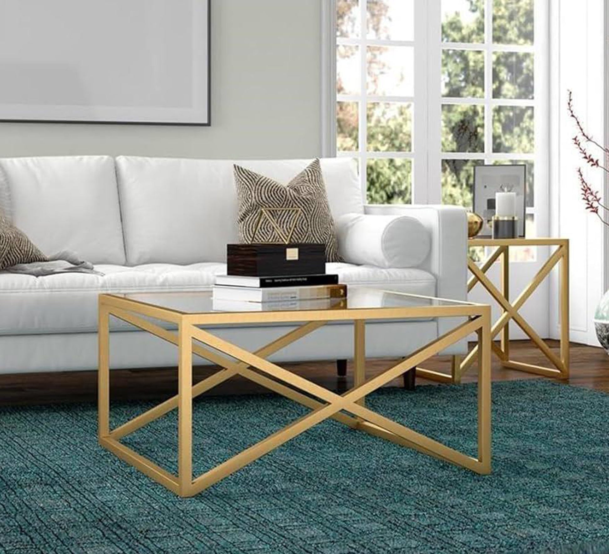 Rectangular table with a clear glass top - Vitrine Furniture - Furniture