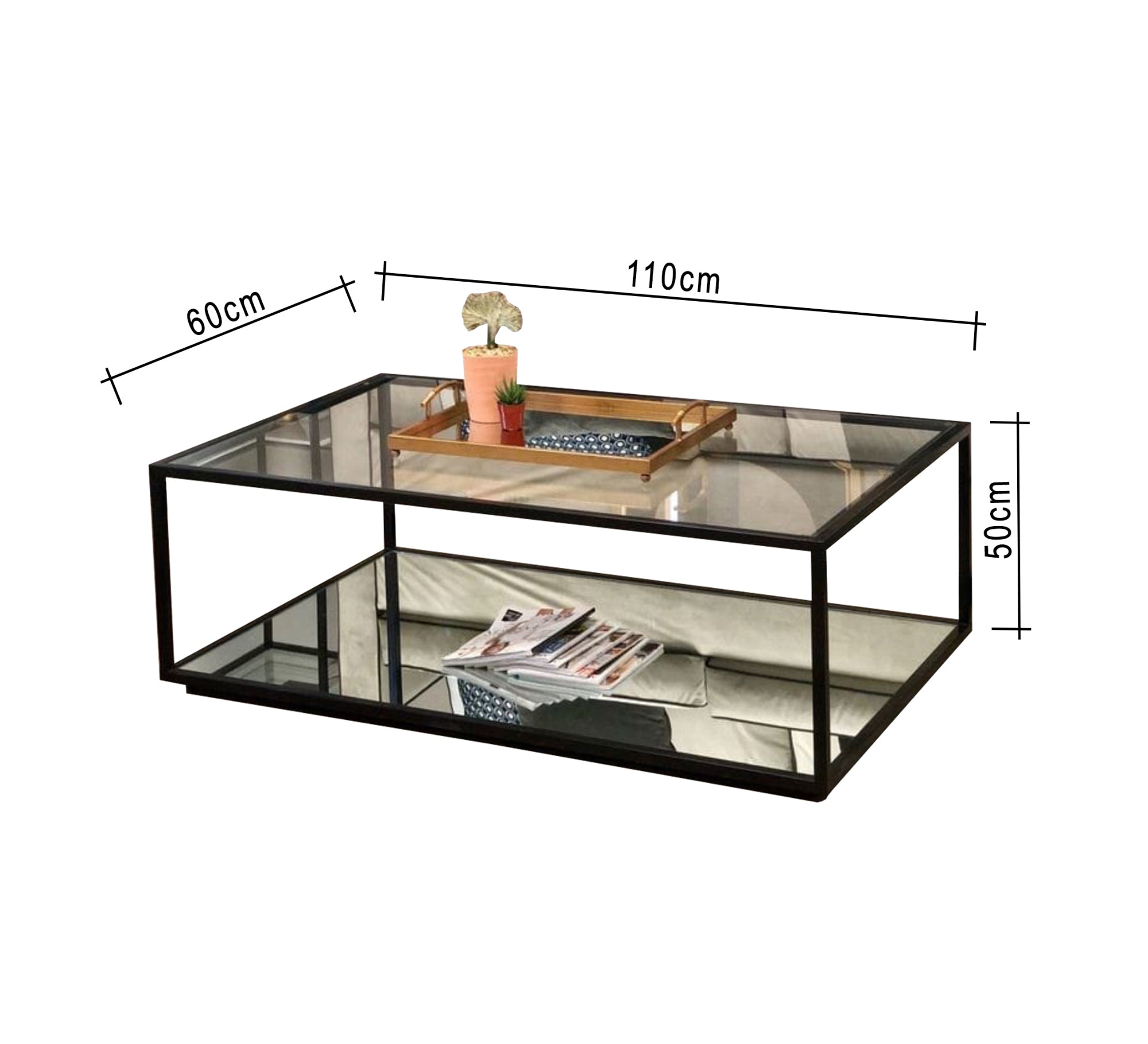 Rectangular Table with Brown Frame - Vitrine Furniture - Furniture