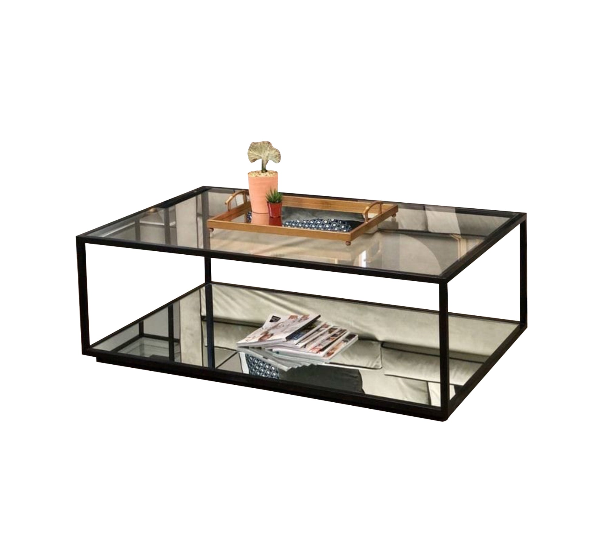 Rectangular Table with Brown Frame - Vitrine Furniture - Furniture