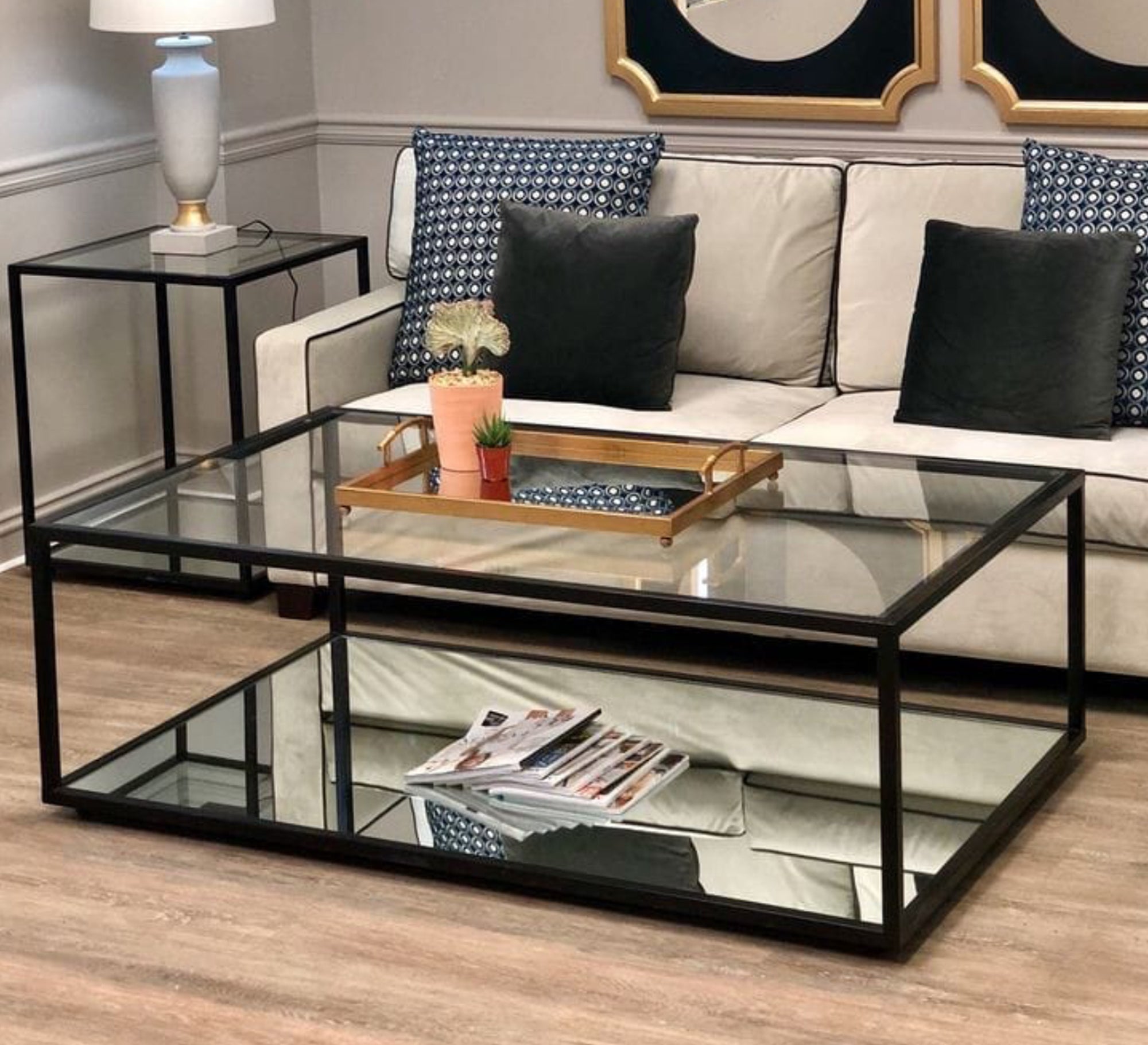 Rectangular Table with Brown Frame - Vitrine Furniture - Furniture