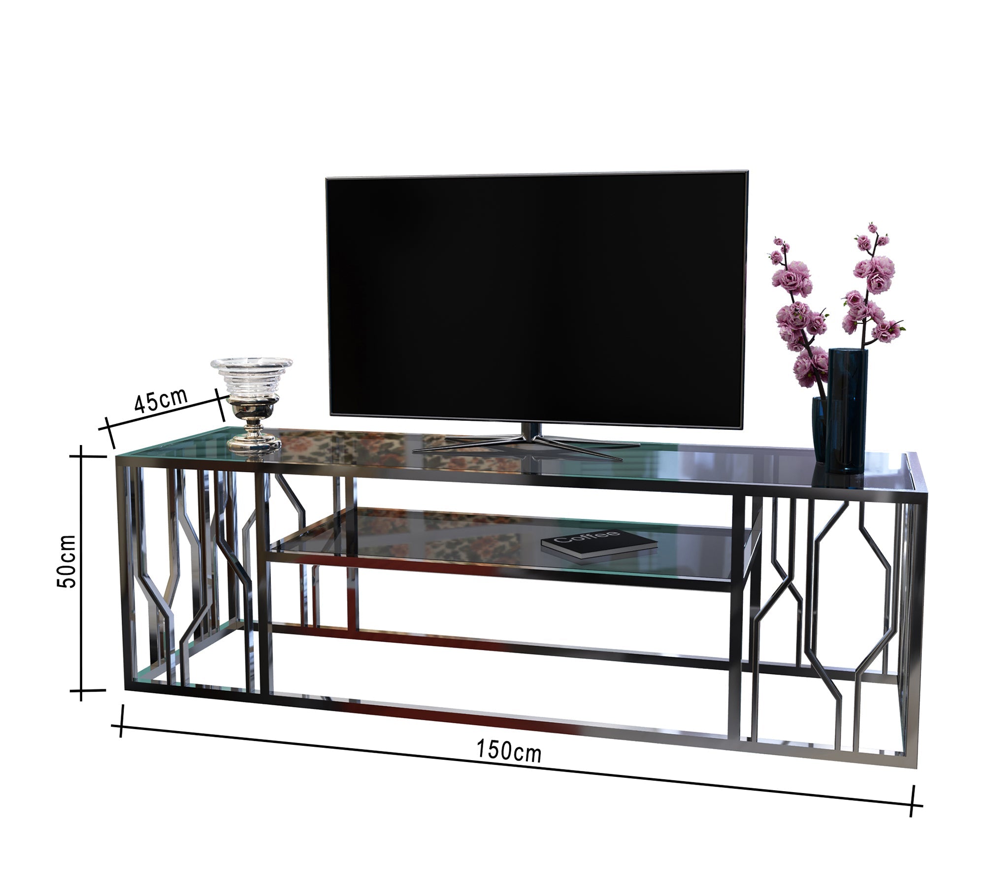 Rectangular TV table with side decorations - Vitrine Furniture - Furniture