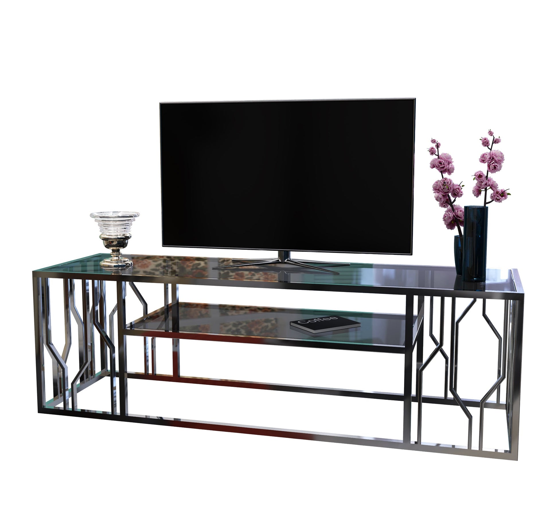 Rectangular TV table with side decorations - Vitrine Furniture - Furniture
