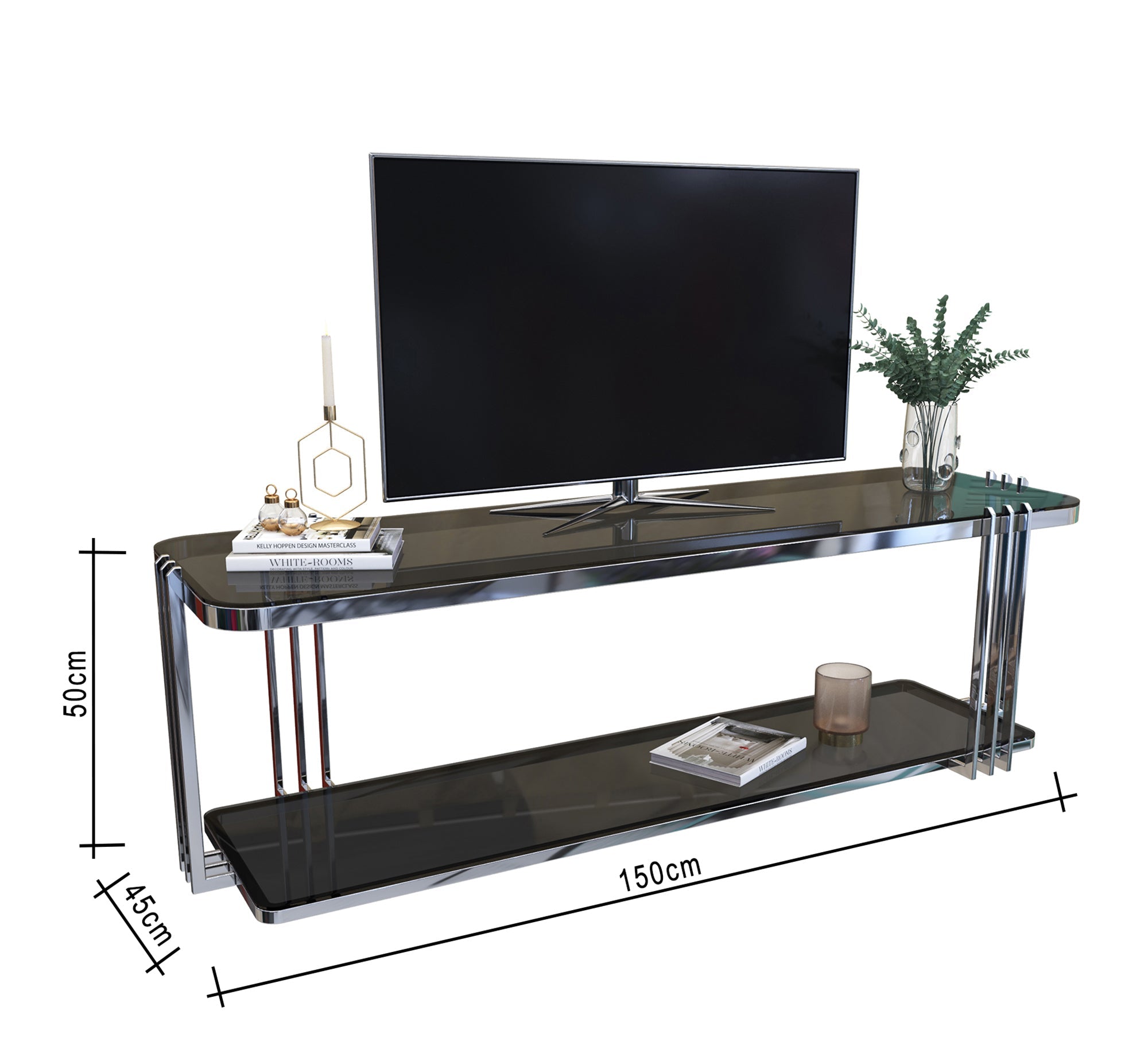 Rectangular TV table with two shelves - Vitrine Furniture - Furniture
