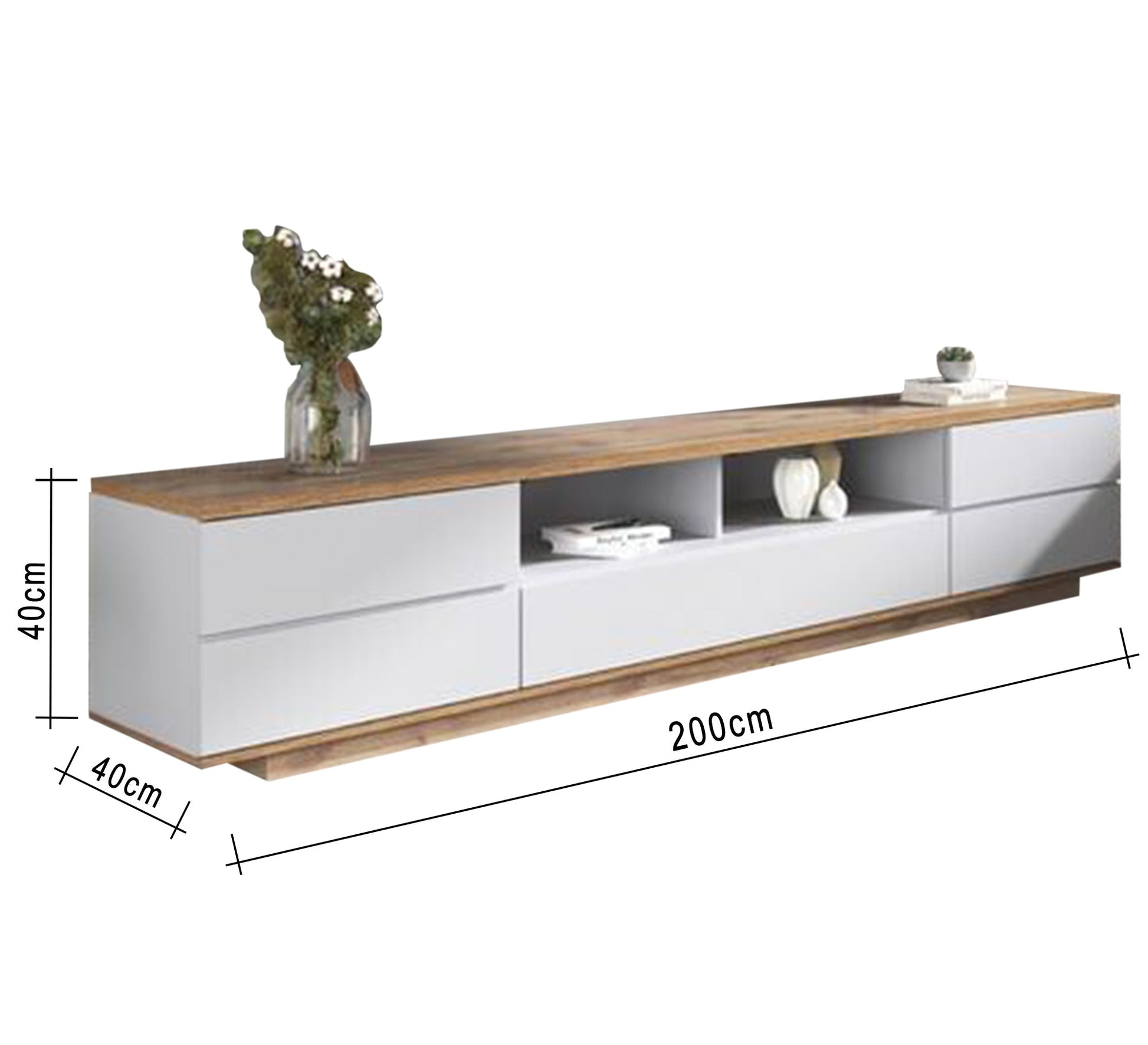 Rectangular TV unit with 5 drawers - Vitrine Furniture - Furniture