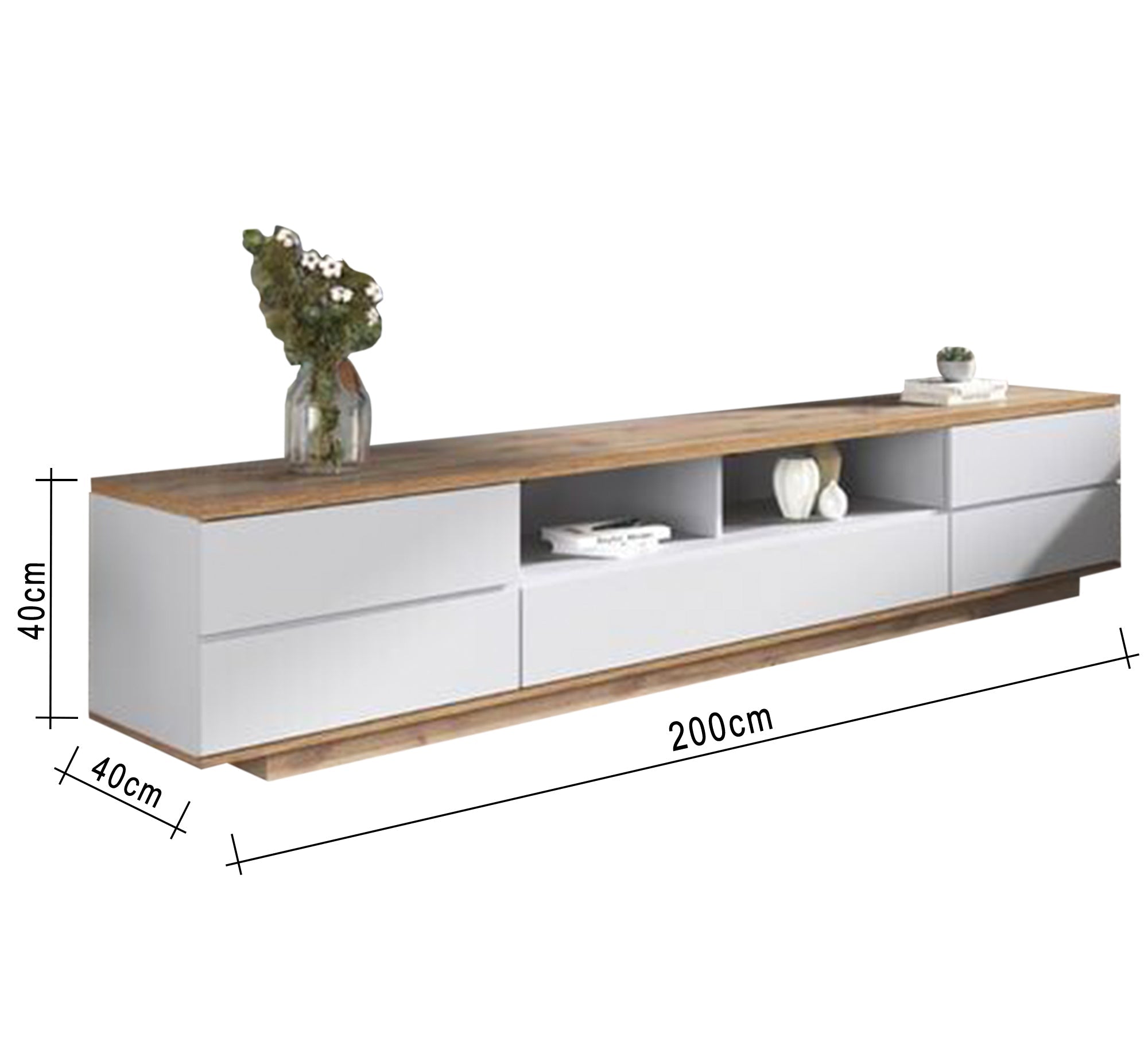 Rectangular TV unit with 5 drawers - Vitrine Furniture - Furniture