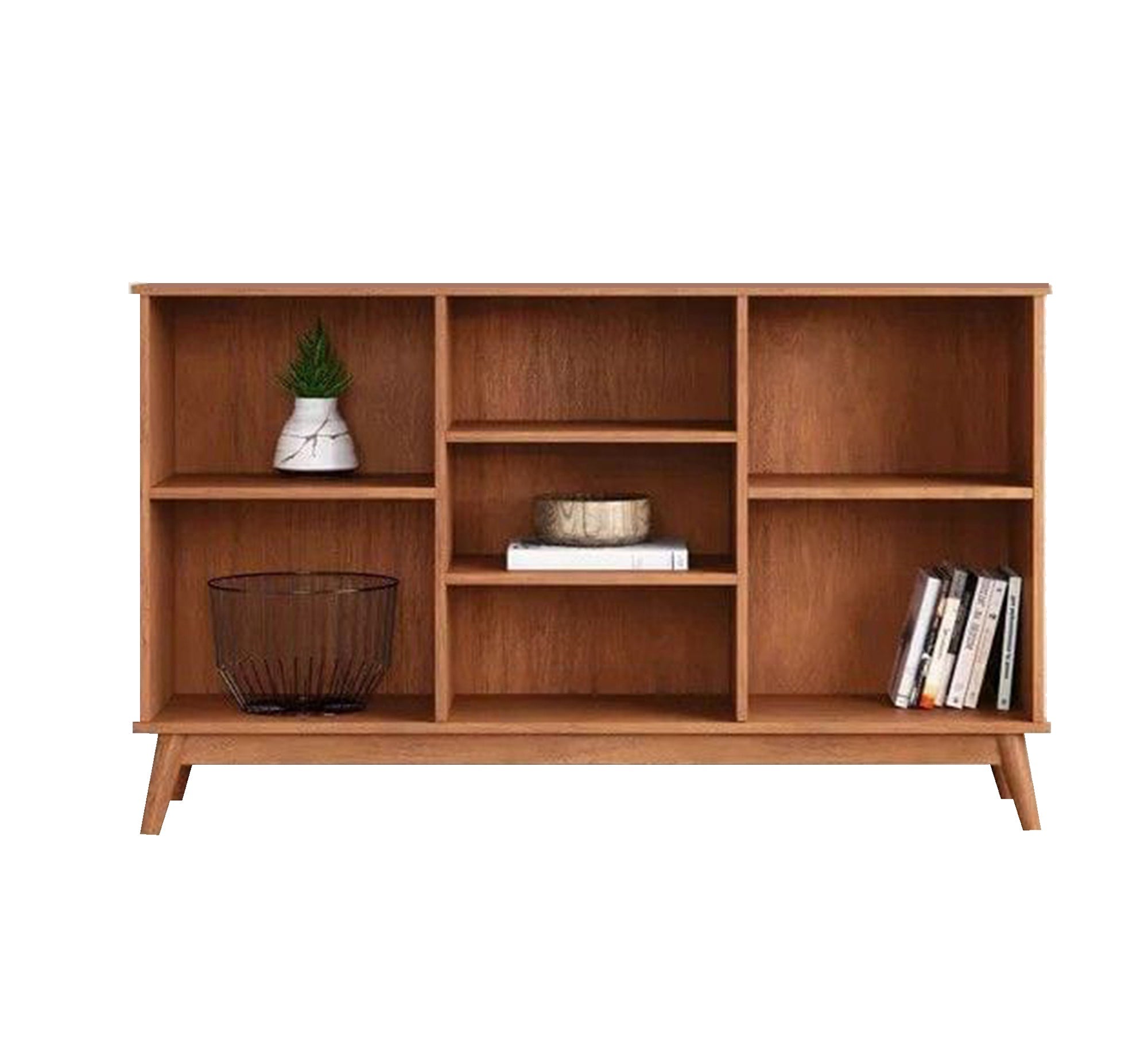 Red - brown bookcase with alternating shelves - Vitrine Furniture - Furniture