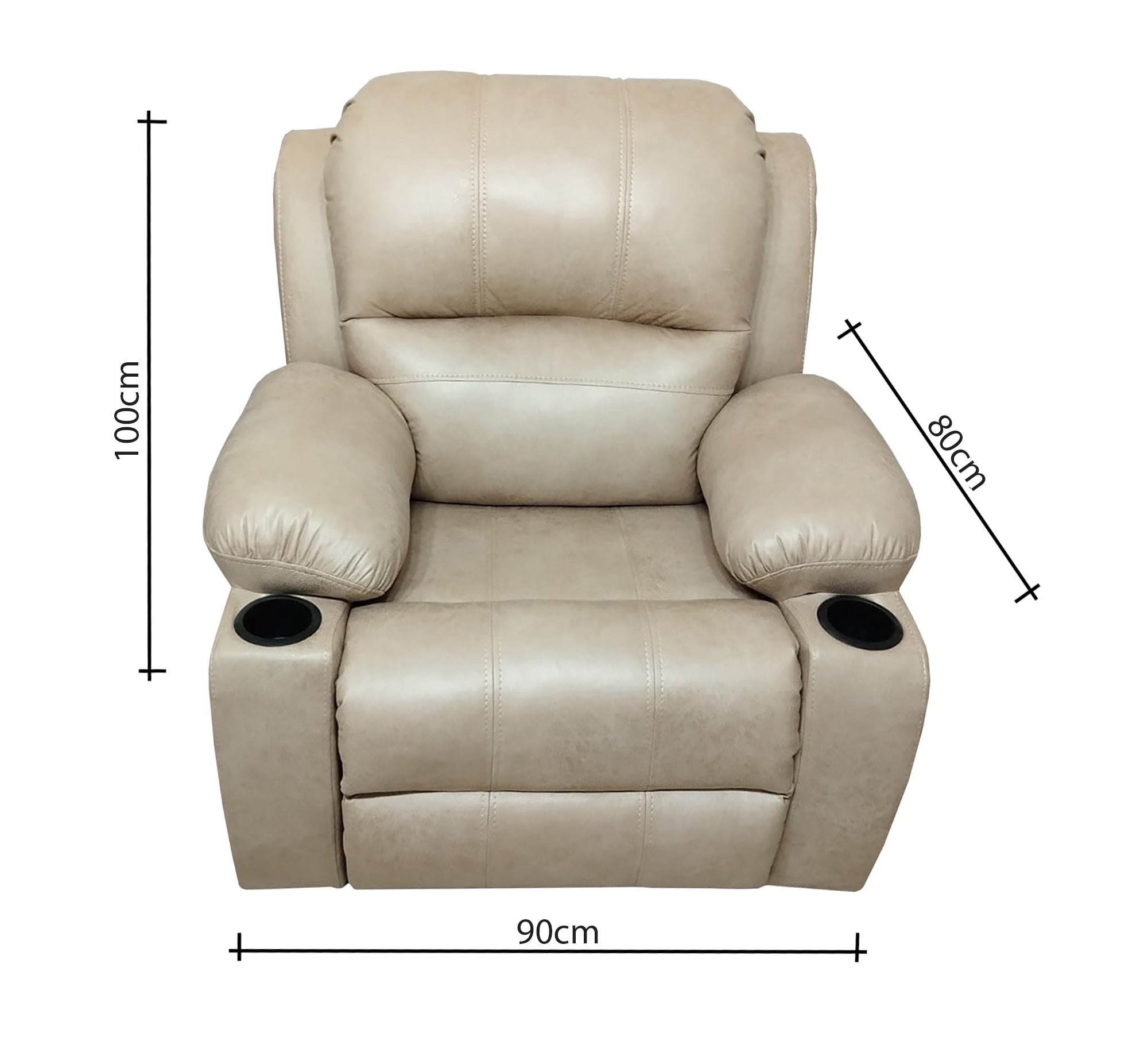 Relaxation chair with chaise lounge in beige - Vitrine Furniture - Furniture