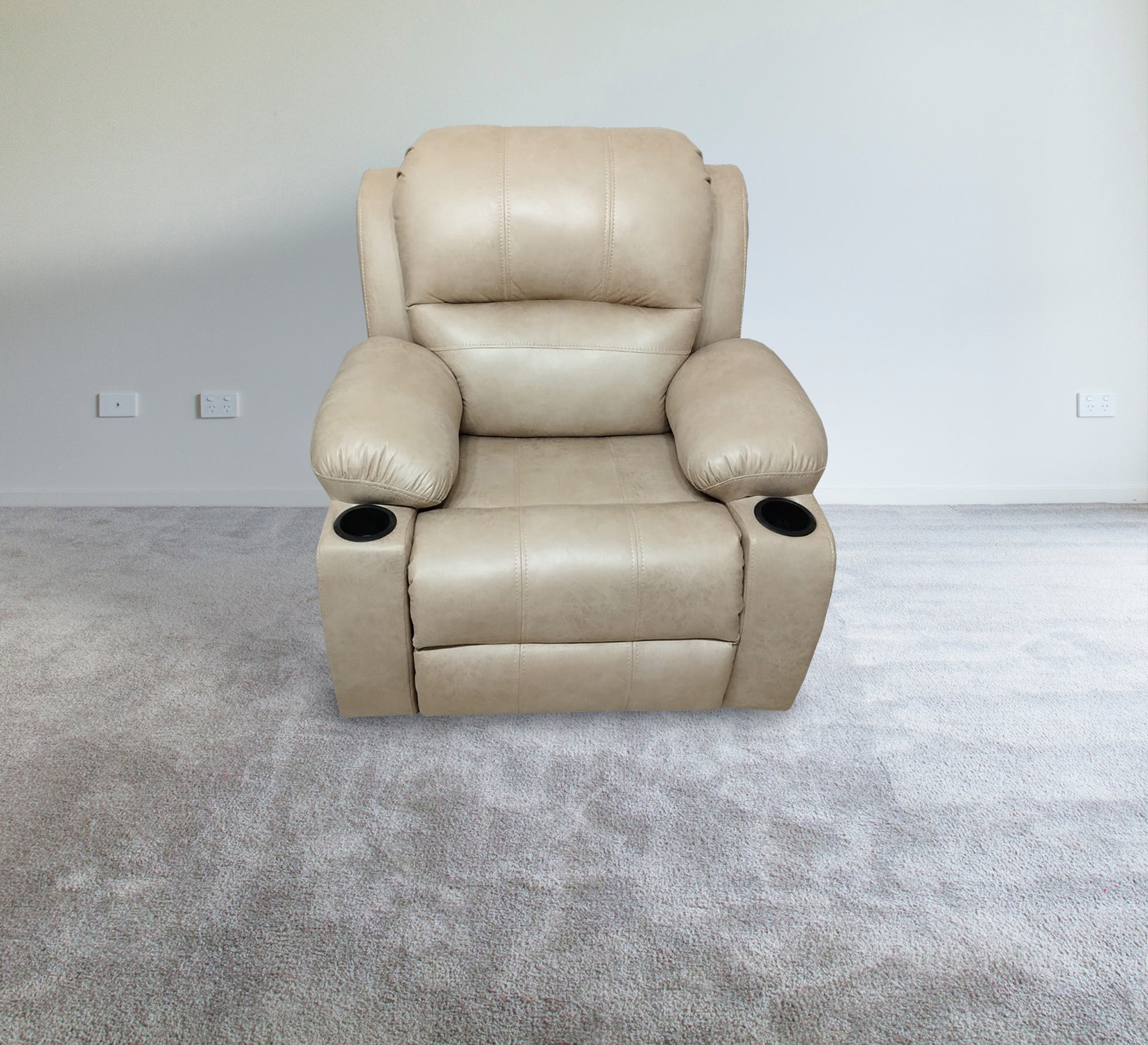 Relaxation chair with chaise lounge in beige - Vitrine Furniture - Furniture