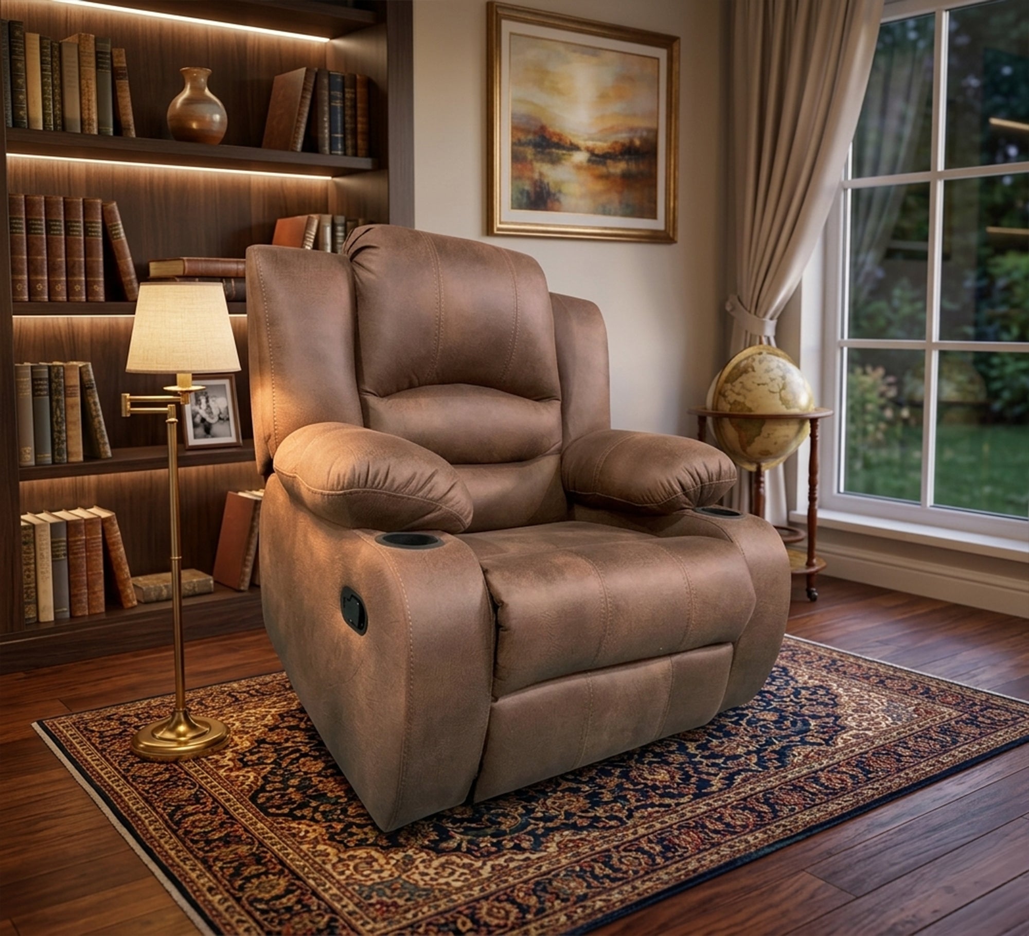 Relaxation chair with chaise lounge in brown - Vitrine Furniture - Lazyboy Chair