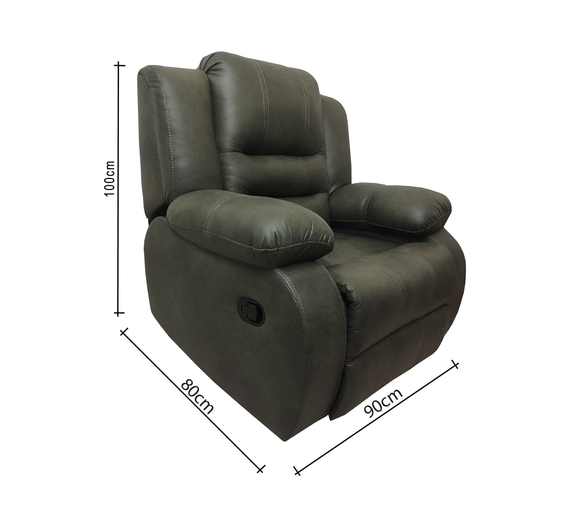 Relaxation chair with chaise lounge in olive green - Vitrine Furniture - Furniture