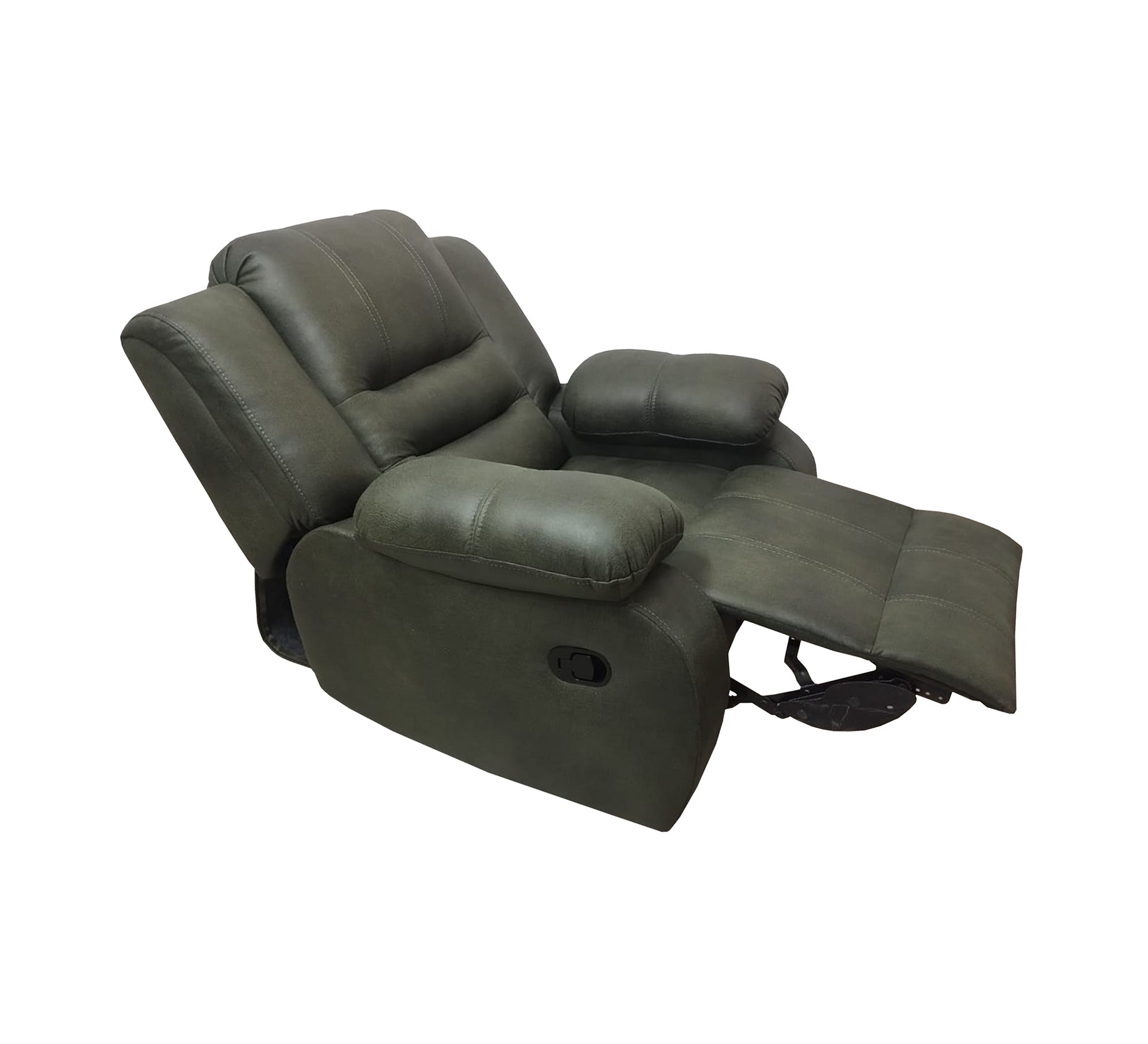 Relaxation chair with chaise lounge in olive green - Vitrine Furniture - Furniture