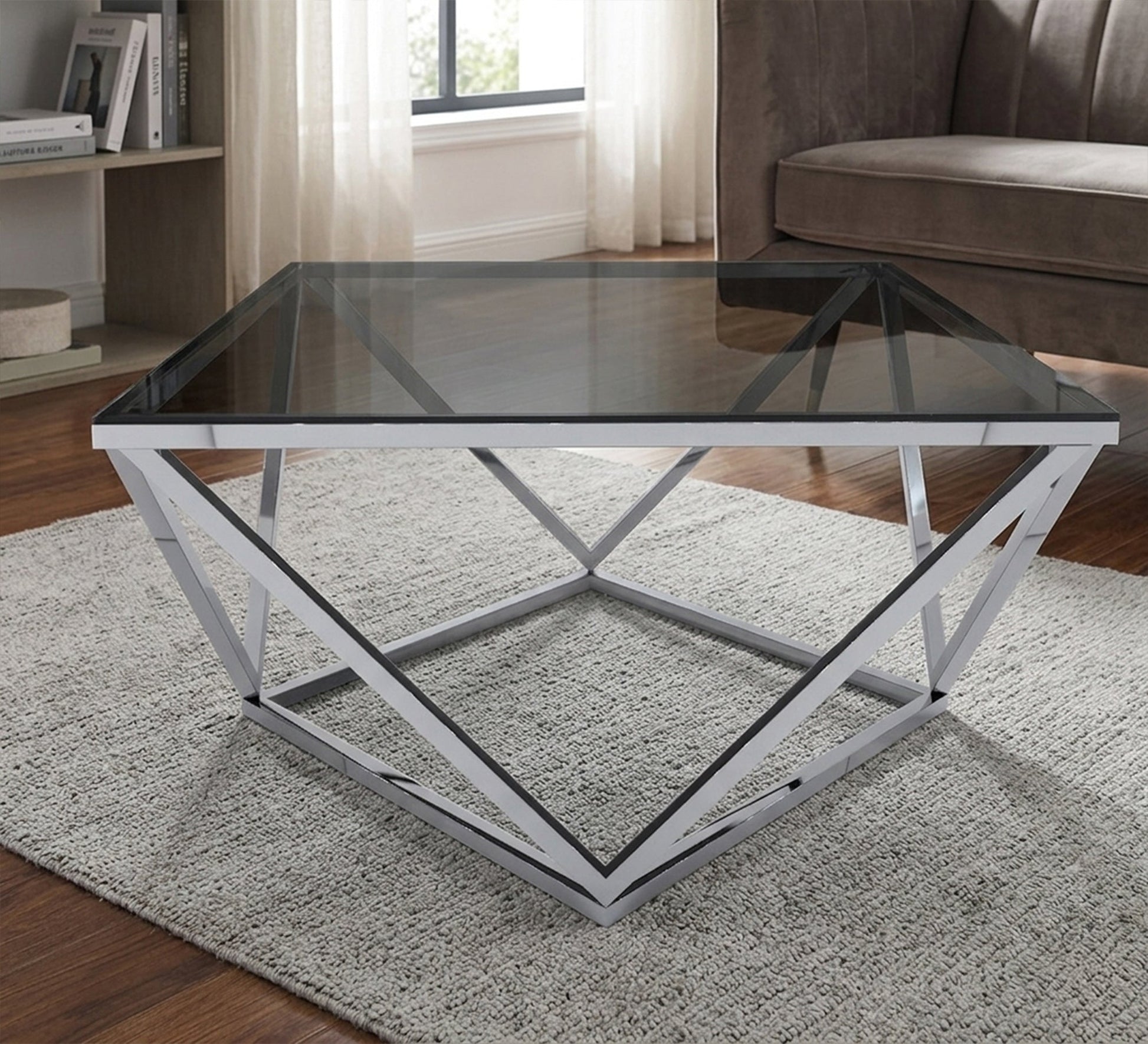 Ribbed silver coffee table - Vitrine Furniture - Coffee Tables