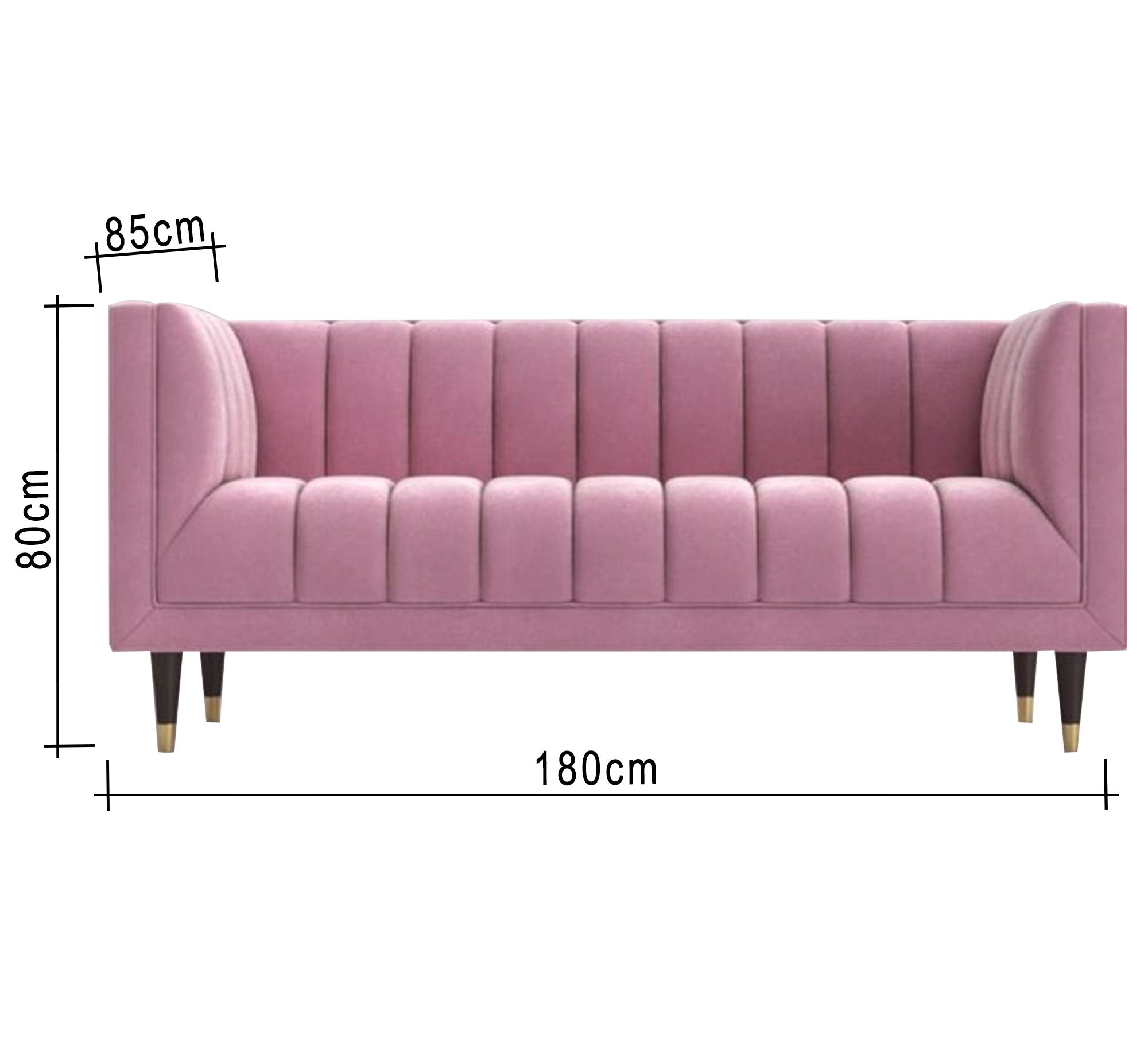 Rose color sofa with recessed lines on the back and base - Vitrine Furniture - Living room Sofas