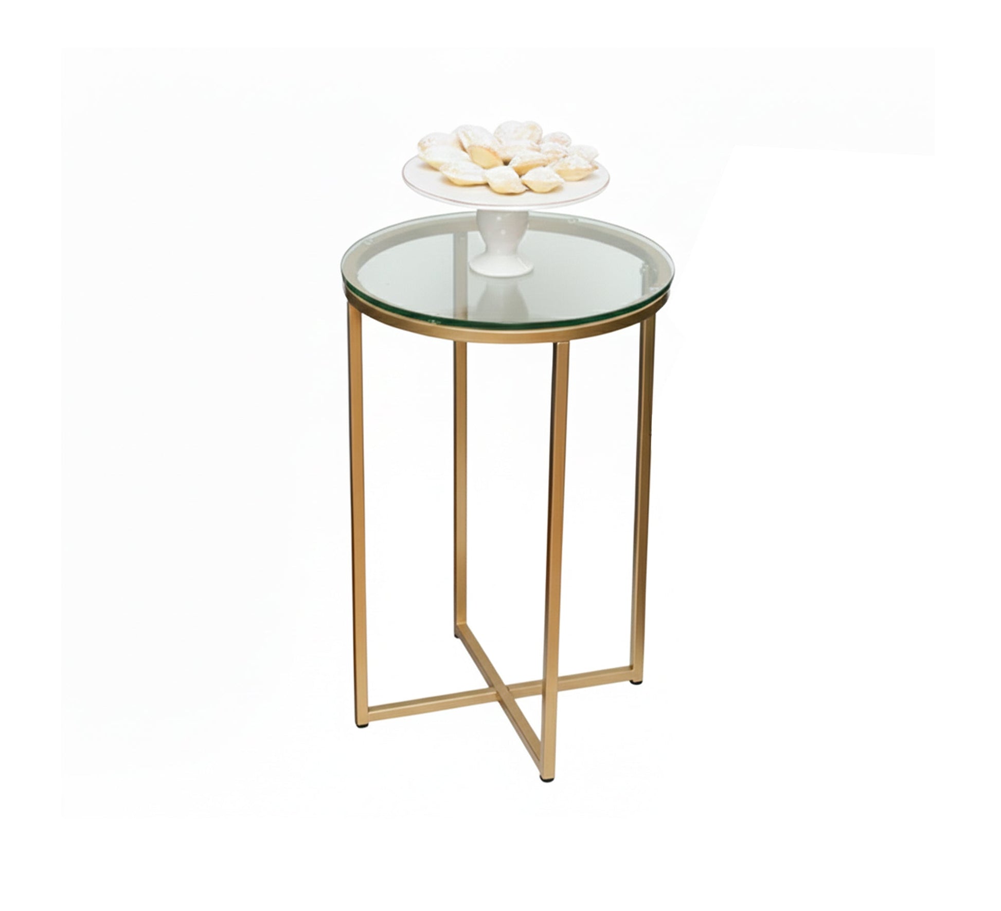 Round gold side table with a glass top - Vitrine Furniture - Furniture