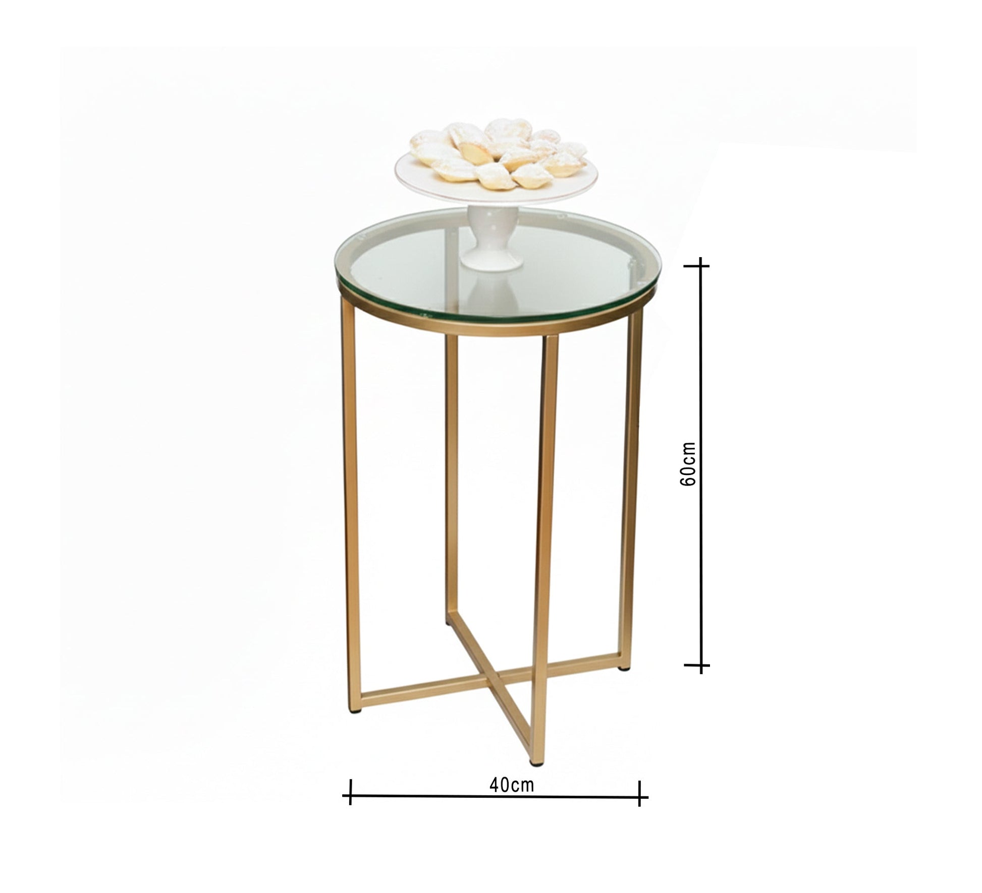 Round gold side table with a glass top - Vitrine Furniture - Furniture