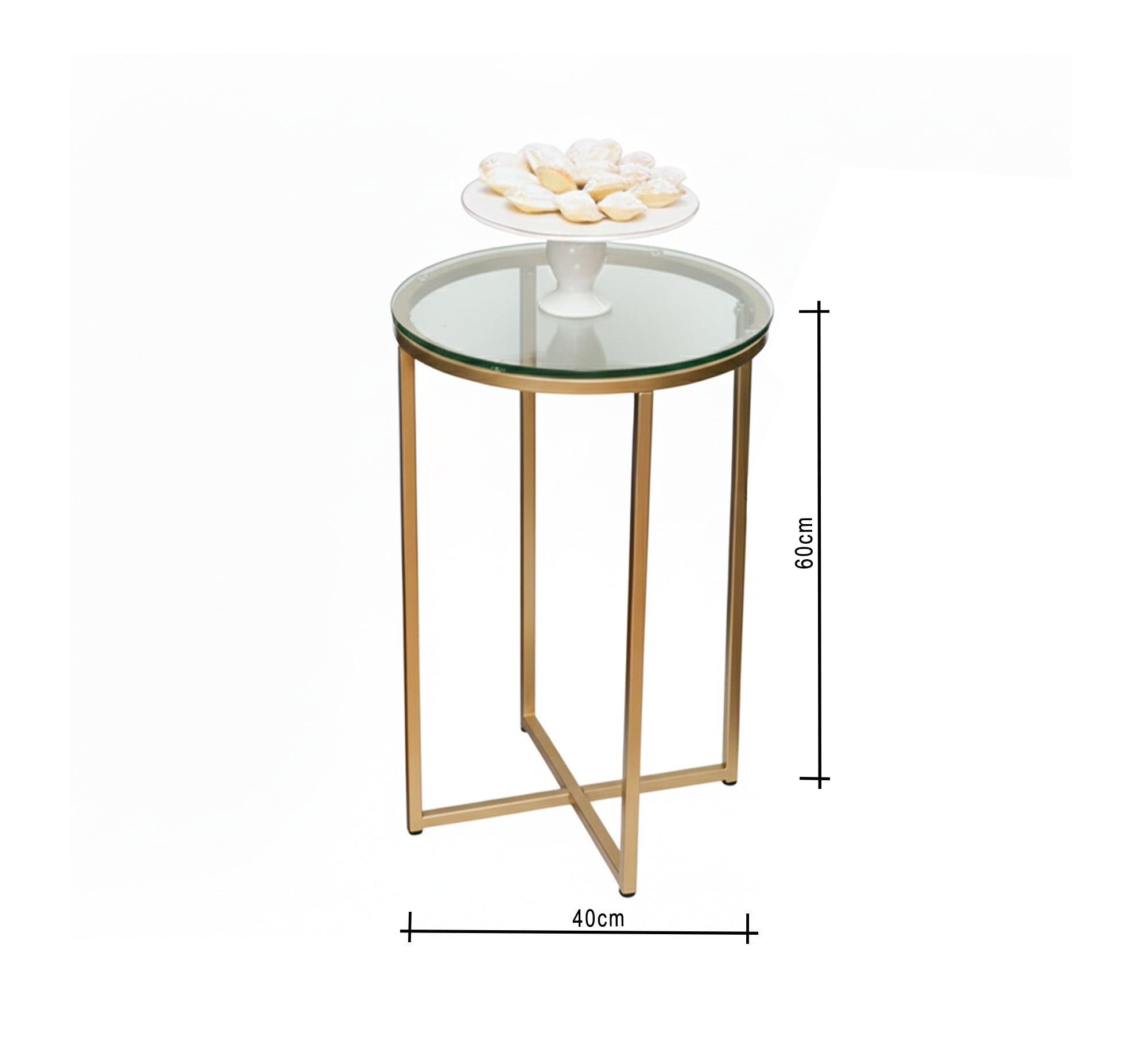 Round gold side table with a glass top - Vitrine Furniture - Furniture