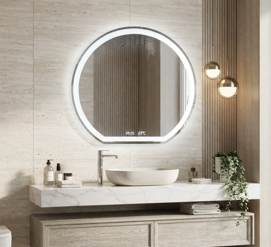 Round LED Mirror with Straight Base - Vitrine Furniture - Mirrors