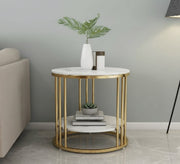 Round metal table with two marble shelves - Vitrine Furniture - Furniture