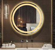 Round mirror with a gold frame and light rings - Vitrine Furniture - Mirrors