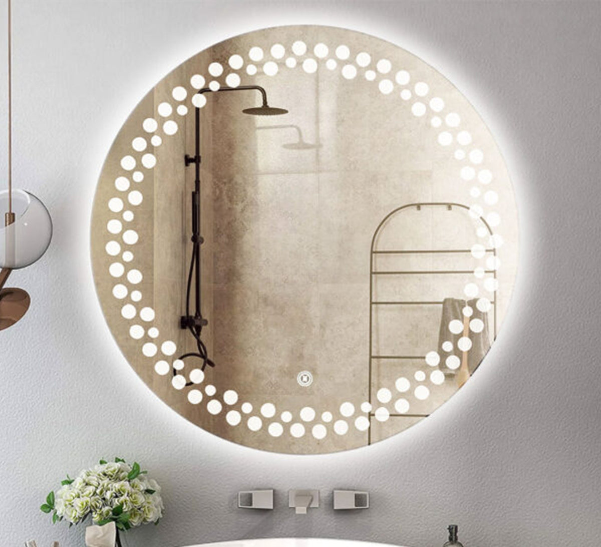 Round mirror with a light spot frame - Vitrine Furniture - Mirrors
