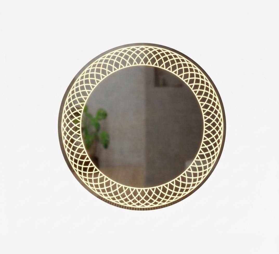 Round mirror with a pattern Illuminated mesh - Vitrine Furniture - Mirrors