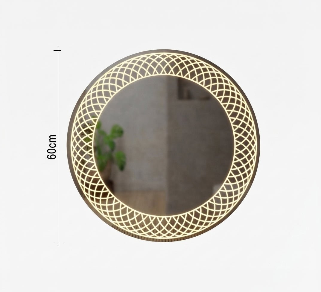 Round mirror with a pattern Illuminated mesh - Vitrine Furniture - Mirrors