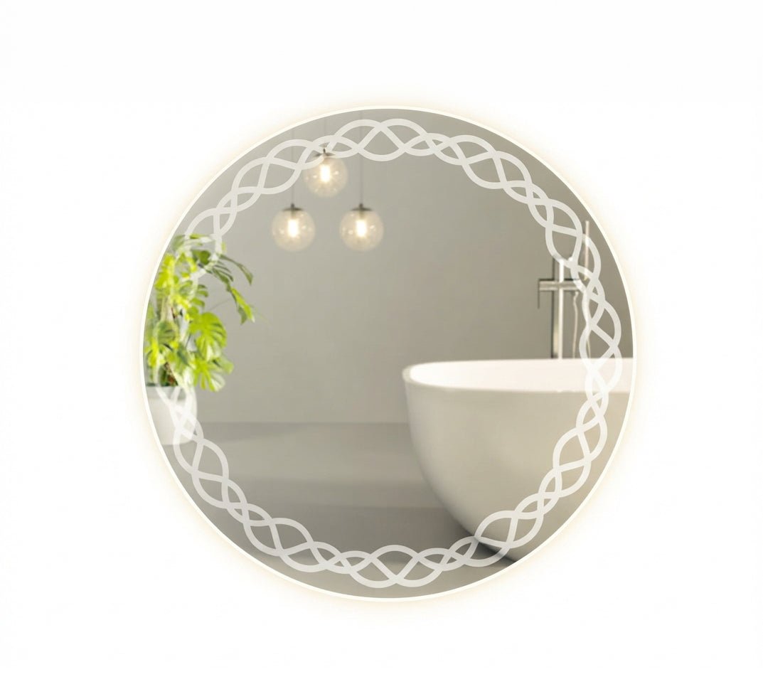 Round mirror with an engraved braid pattern - Vitrine Furniture - Mirrors