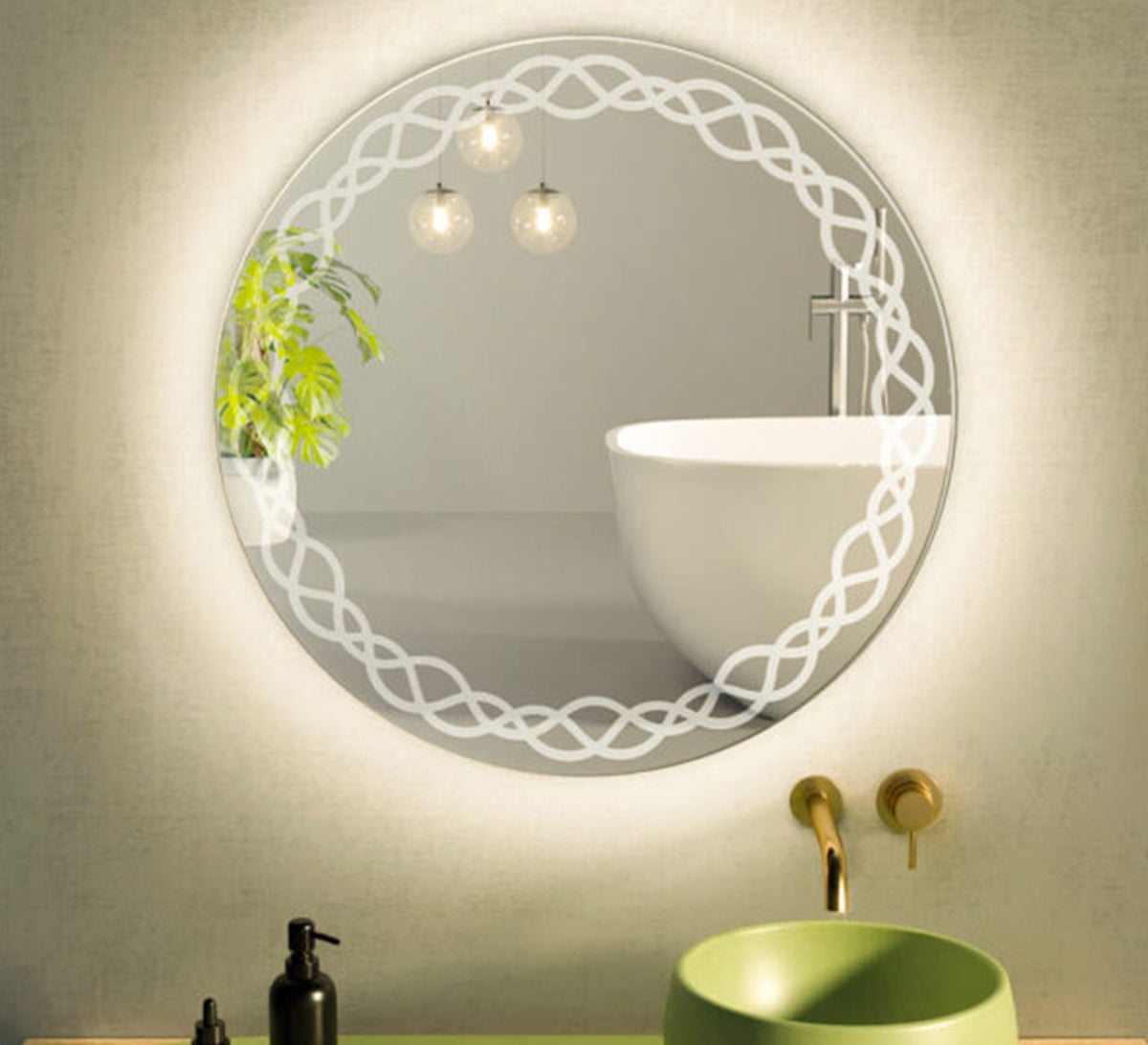 Round mirror with an engraved braid pattern - Vitrine Furniture - Mirrors