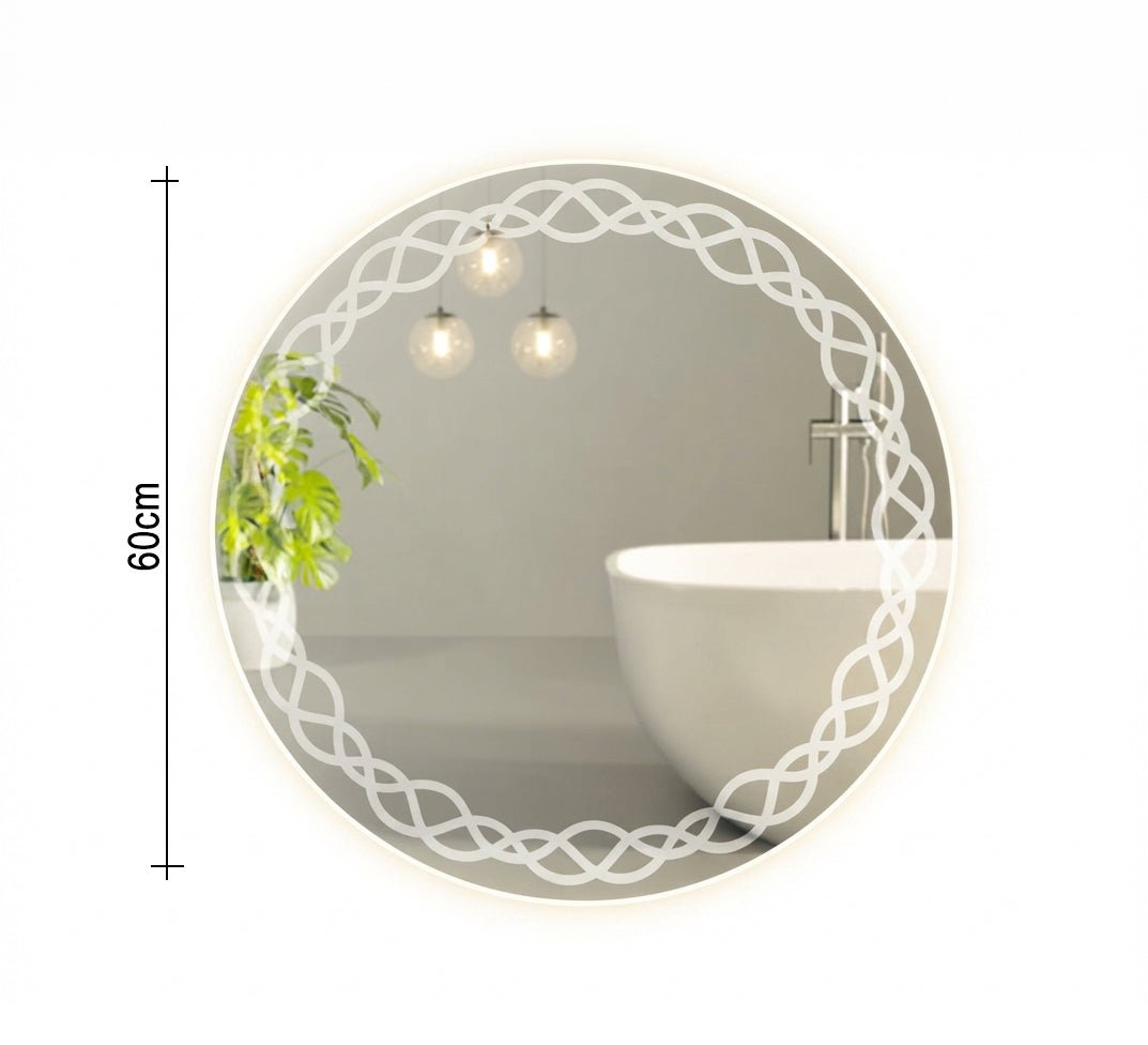 Round mirror with an engraved braid pattern - Vitrine Furniture - Mirrors