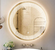 Round mirror with an illuminated check pattern - Vitrine Furniture - Mirrors