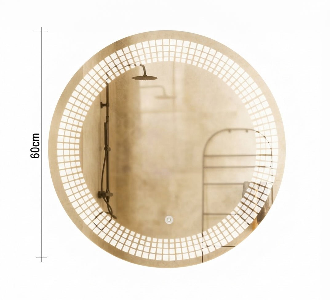 Round mirror with an illuminated check pattern - Vitrine Furniture - Mirrors
