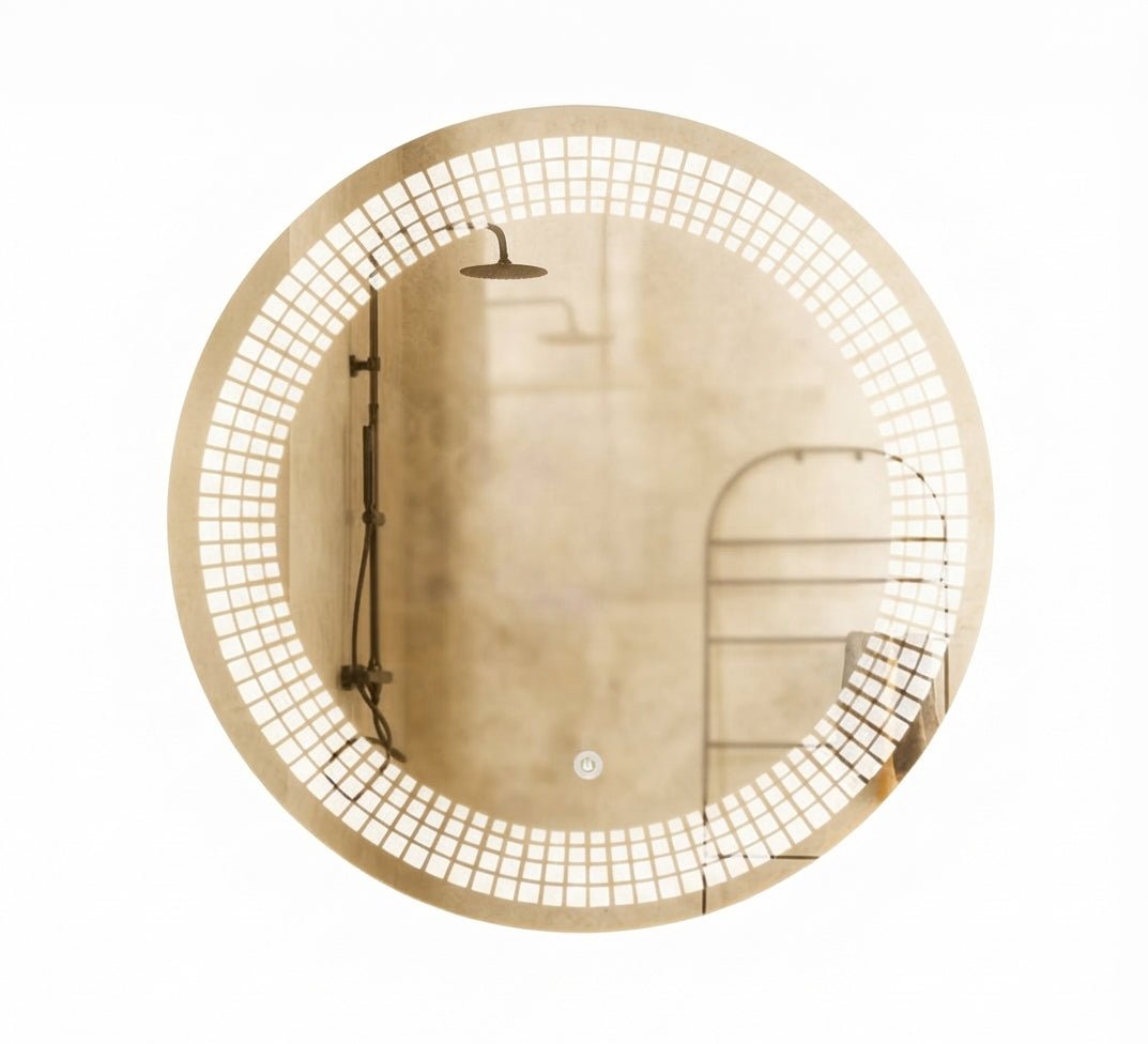 Round mirror with an illuminated check pattern - Vitrine Furniture - Mirrors