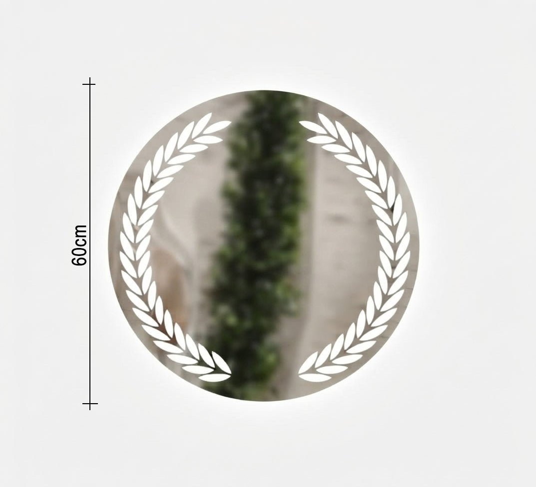Round mirror with an illuminated wheat pattern - Vitrine Furniture - Mirrors