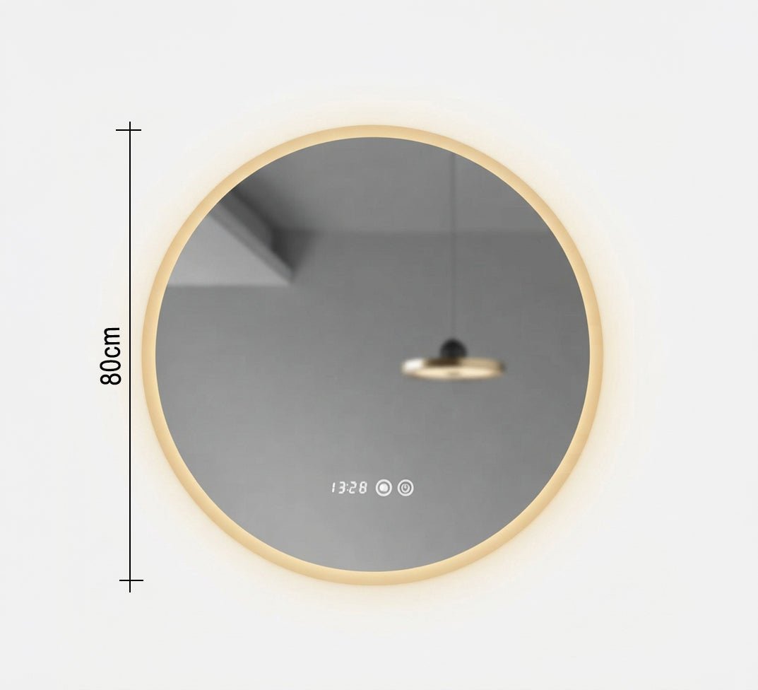 Round Mirror with Backlight and Digital Clock - Vitrine Furniture - Mirrors