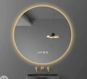 Round Mirror with Backlight and Digital Clock - Vitrine Furniture - Mirrors