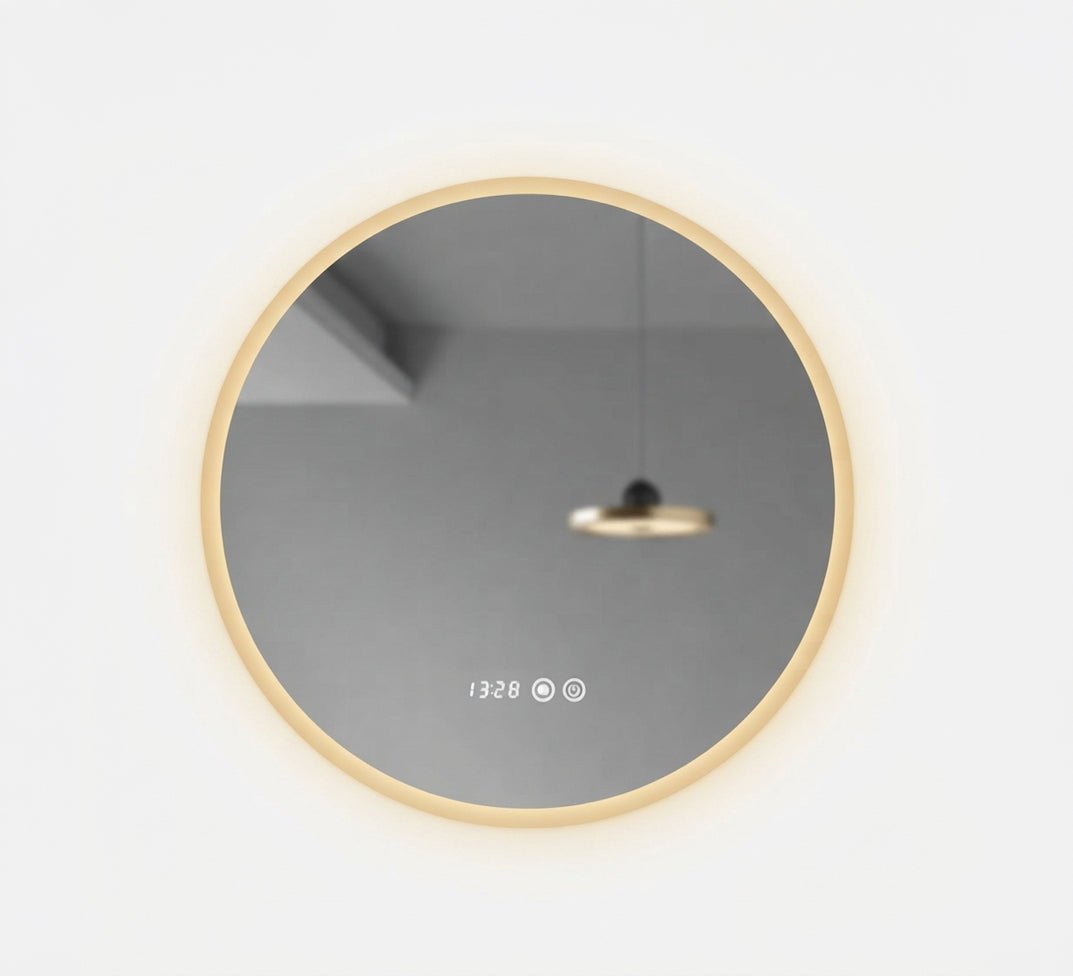 Round Mirror with Backlight and Digital Clock - Vitrine Furniture - Mirrors