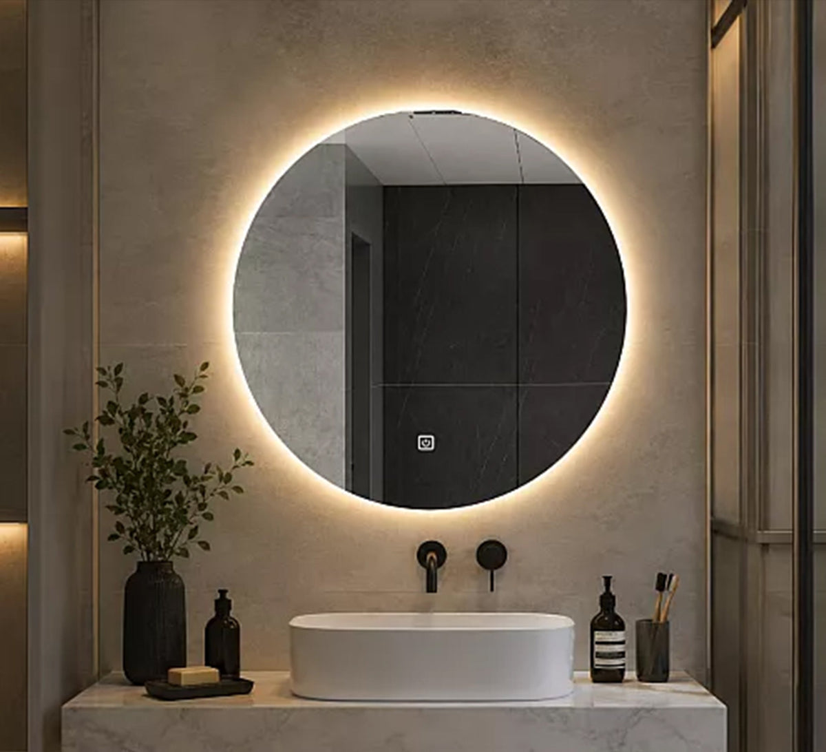 Round Mirror with Backlight and Touch Function - Vitrine Furniture - Mirrors