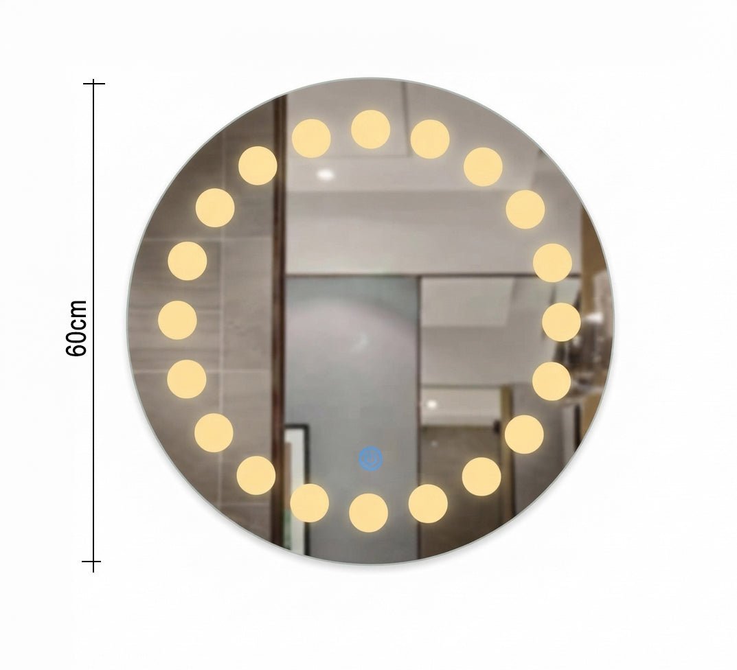 Round mirror with Hollywood spotlights - Vitrine Furniture - Mirrors