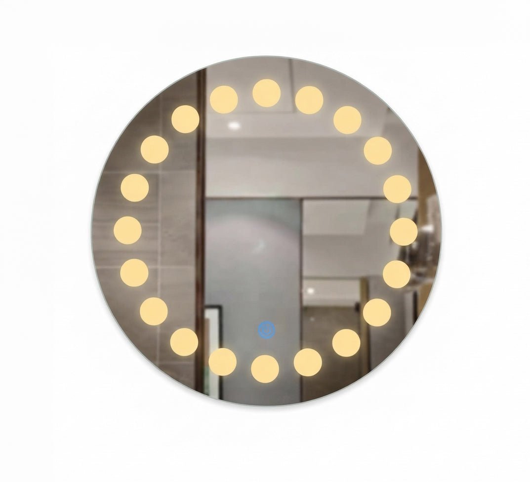 Round mirror with Hollywood spotlights - Vitrine Furniture - Mirrors