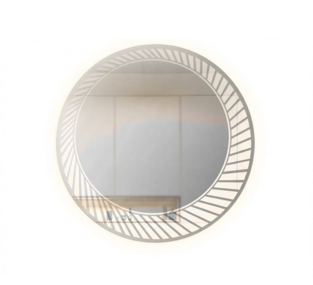 Round mirror with illuminated crescent moon lines - Vitrine Furniture - Mirrors